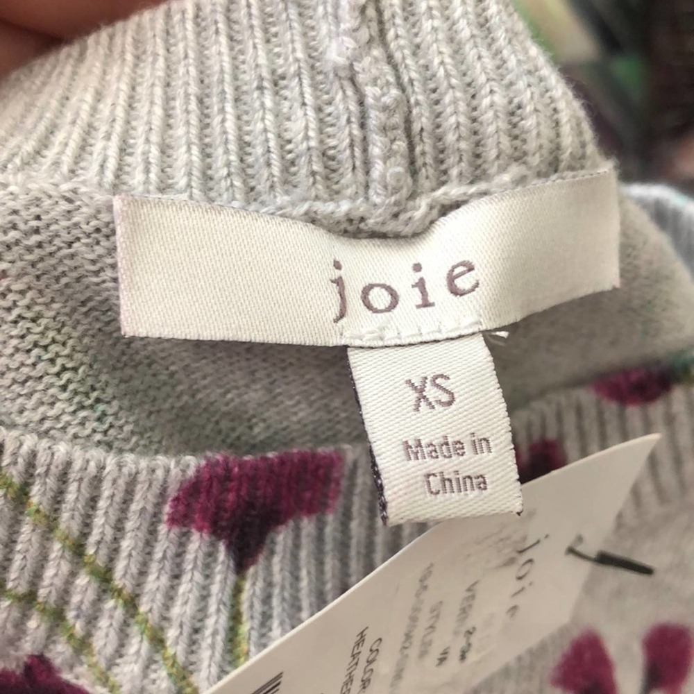 Joie Verna Sweater Heather Grey Floral Cashmere XS - Picture 6 of 6